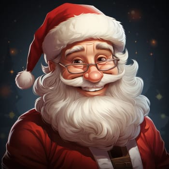 close-up of a smiling Santa Claus, in a watercolor style. Design for web, banner, poster, greeting card.Generative AI