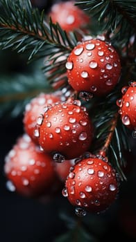 Christmas background. Christmas tree macro details close up. Generative AI