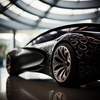 Abstract metal background.Decorative element of a futuristic car model.future car concept.Generative AI