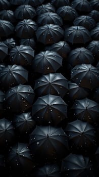 vertical background with black umbrellas, gloomy moody atmosphere. Generative AI