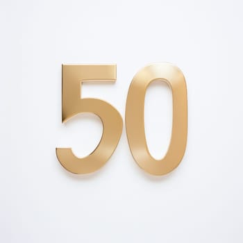 50 Number fifty. Glossy, sparkling number 50, isolated on a white background. Golden Jubilee.Generative AI