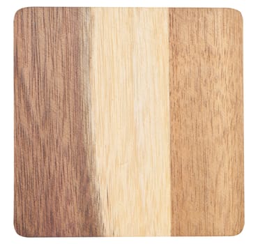 Square wooden cutting board on a white isolated background