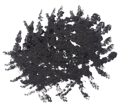 Black paint stroke with bristle brush, swatch isolated on white background