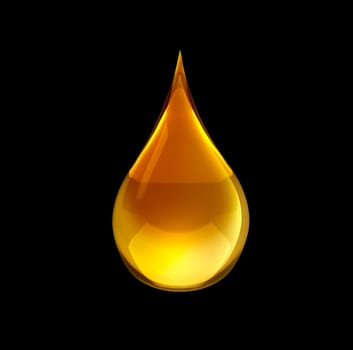 Oil drops isolated on black background