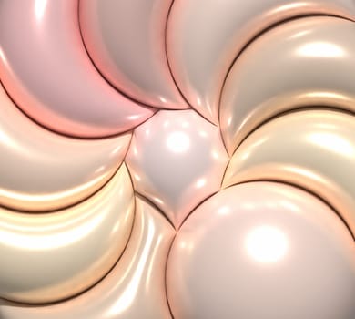 Beige inflated circles, 3D rendering illustration