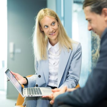 Business meeting. Client consulting. Confident business woman, real estate agent, financial advisor explaining details of project or financial product to client in office