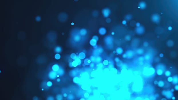 Blue bokeh particles. Computer generated 3d render