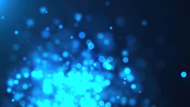 Blue bokeh particles. Computer generated 3d render