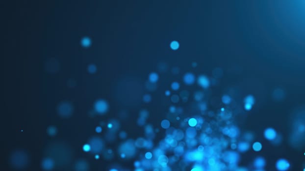 Blue bokeh particles. Computer generated 3d render