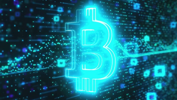Bitcoin data technology. Computer generated 3d render