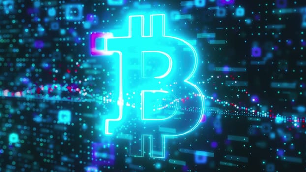 Bitcoin data technology. Computer generated 3d render