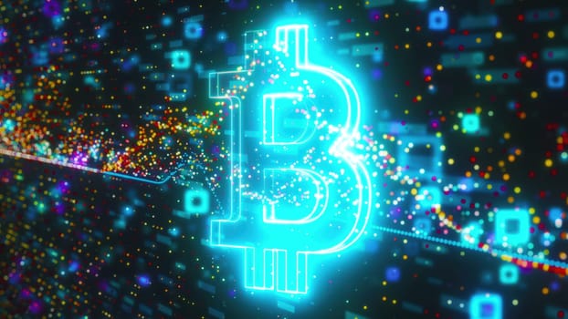 Bitcoin data technology. Computer generated 3d render