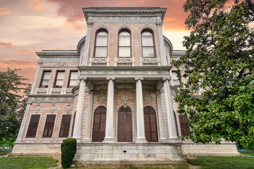 Beykoz Mecidiye Kasri, or Mecidiye Pavilion, an Ottoman palace built in 1845 to be presented to Sultan Abdulmecid by Mohamed Ali Pasha, Governor of Egypt, suited in Beykoz district, Istanbul, Turkey