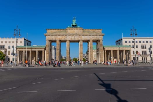 Berlin, Germany - August 11, 2023: Brandenburg Gate (Brandenburger Tor) in the center of Berlin, Germany