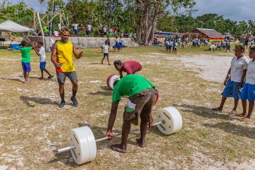 Port Vila, Vanuatu - 23 June, 2023: Kids playing in sports day in Port Vila, Vanuatu