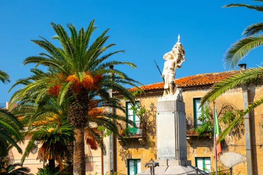 Gioiosa Marea, Sicily, Italy – 29 Sep 2023. War Memorial in Gioiosa Marea, Province of Messina.