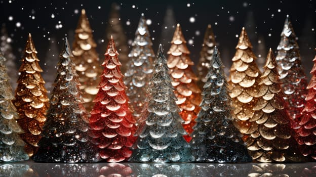 christmas tree xmas holiday decoration with glitter bokeh background, ai