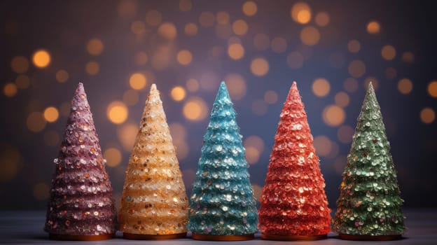 christmas tree xmas holiday decoration with glitter bokeh background, ai