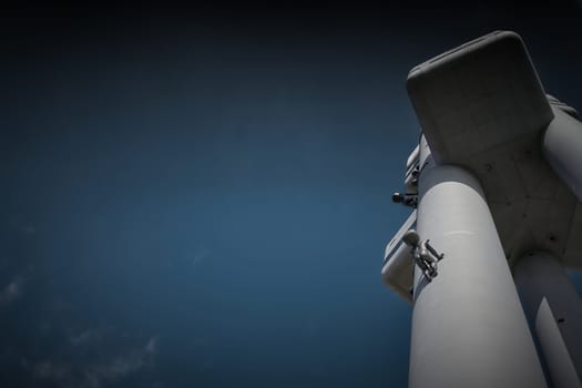 The TV tower In Žižkov district in Prague with view from below and text free space on the left side