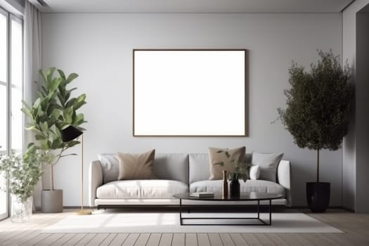 A simple and elegant black leather armchair and matching ottoman in a minimalist living room. Perfect for relaxation and reflection. AI Generative.