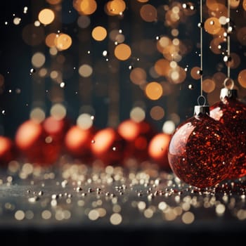 decorations on Christmas blurred background. abstract background. concept of holidays and Christmas.Generative AI