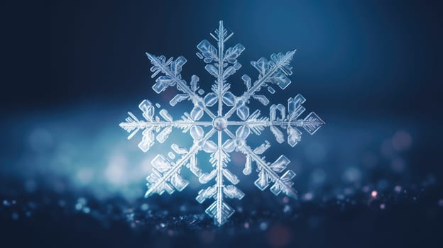 Extreme close up of snowflake, ai