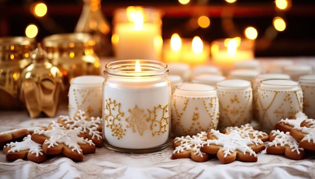 Christmas gingerbread cookies and candles