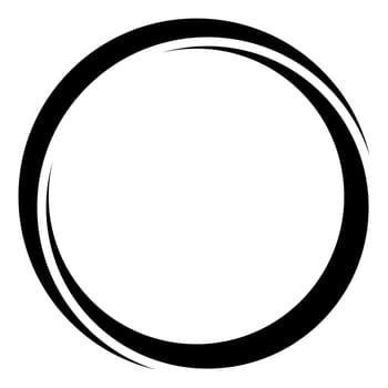 Round curve frame black white moon ornament circle border doodle