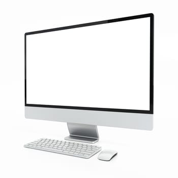 Generic personal computer isolated on white background. 3D illustration.