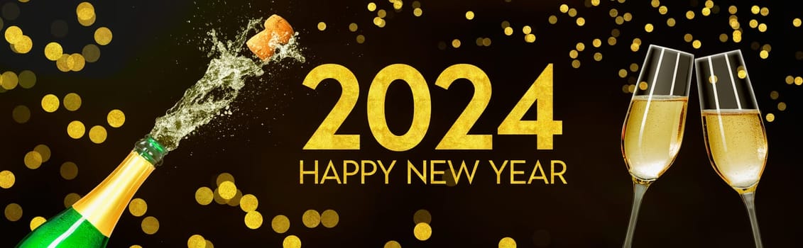 Bottle with champagne glasses 2024