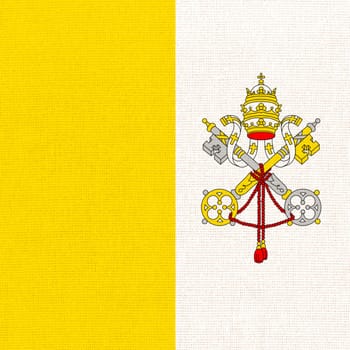 The Holy See flag. flag of Vatican. National Vatican flag on fabric. Vatican national flag on textured background. Apostolic See country. State symbol of Petrine See. Catholic Church
