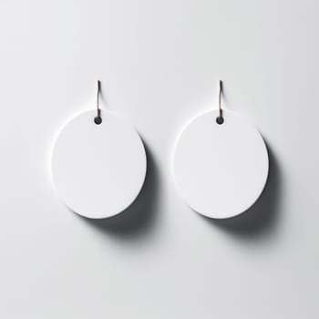 two white fashion label mockups isolated on white background. Generative AI