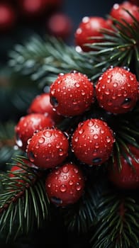 Christmas background. Christmas tree macro details close up. Generative AI