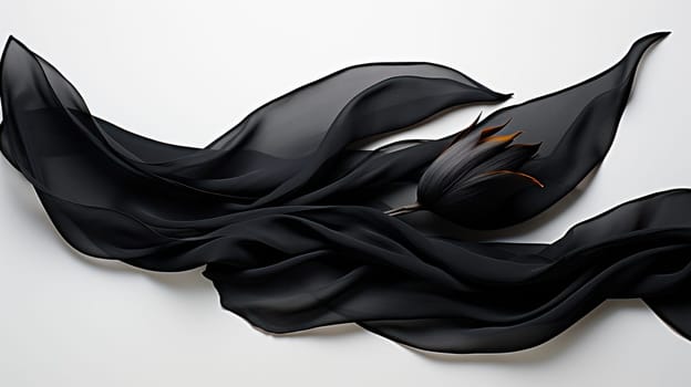 Black satin silk background, elegant luxury fabric lightness. Generative AI