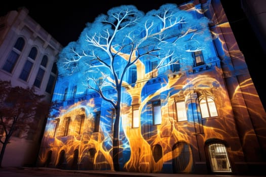 light pattern on the house, festival of lights.Generative AI