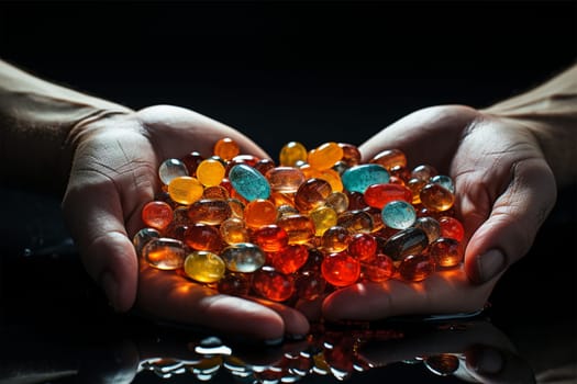 Multi-colored decorative and transparent natural stones for creativity and jewelry.crafts.Generative AI