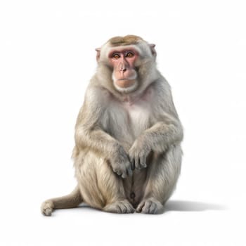 Macaque isolated on white AI generated image