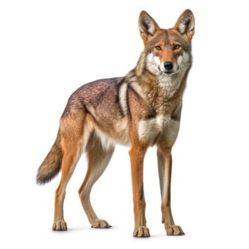 Red wolf isolated on white AI generated image