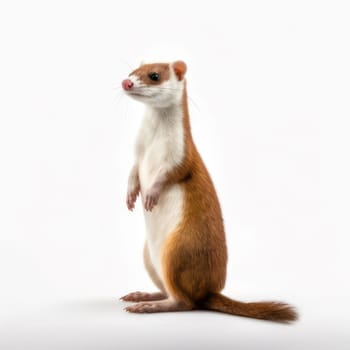 Weasel isolated on white AI generated image