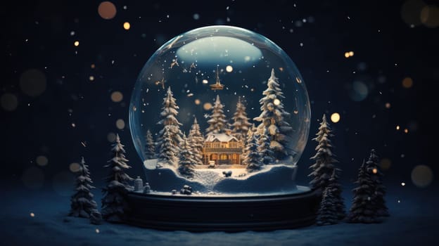 x'mas christmas winter snowglobe cabin, ai
