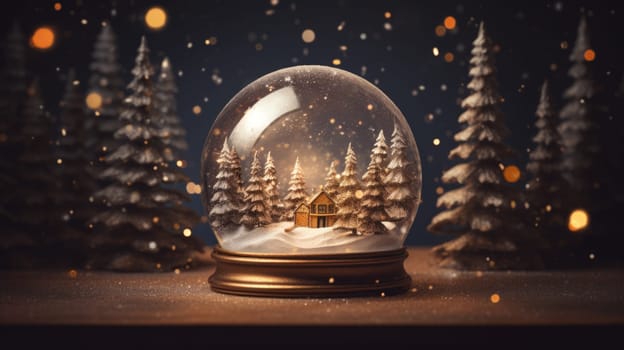 x'mas christmas winter snowglobe cabin, ai
