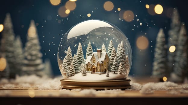 x'mas christmas winter snowglobe cabin, ai