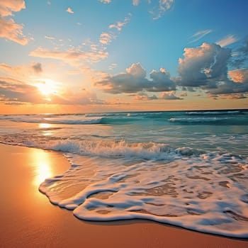 Beautiful seascape. Sunrise over the sea. Composition of nature.
