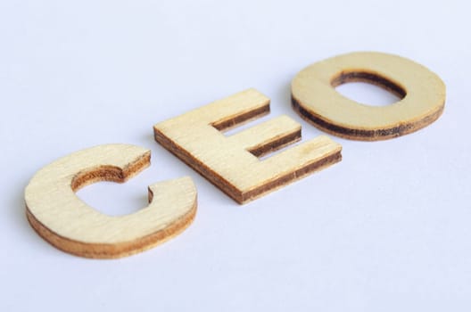 CEO text representing Chief Executive Officer on white cover background. Senior Management concept.
