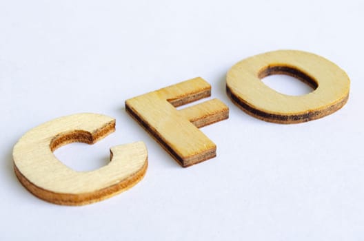 CFO text representing Chief Financial Officer on white cover background. Senior Management concept.