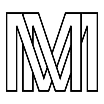 Logo sign mm m, icon double letters logotype mm m