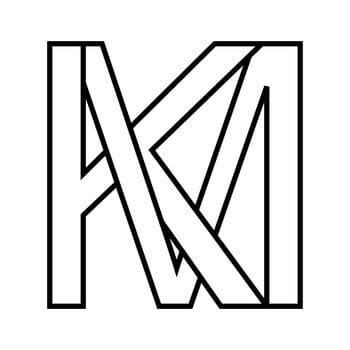 Logo sign mk km, icon double letters logotype m k