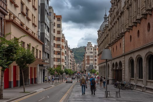 Street in the historic old town of Bilbao, Basque Country, Spain