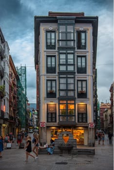 Street in the historic old town of Bilbao, Basque Country, Spain