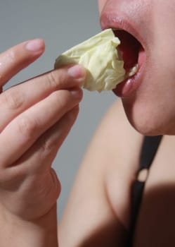 woman eating fresh vegetables It's a diet to lose weight to get in better shape, Maintaining health, losing weight, Keeping in shape, Eating clean concept
